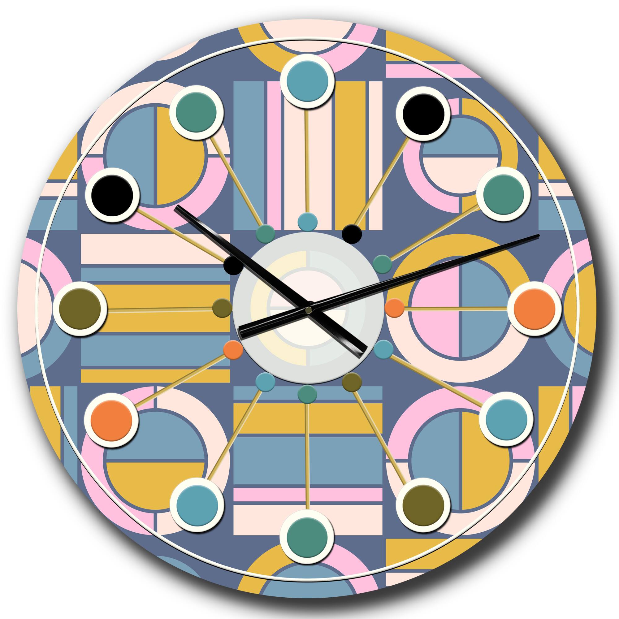 Designart 'Retro Circular Design I Mid-Century Modern Wall Clock